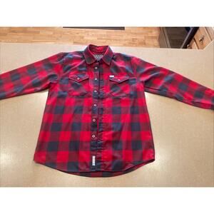 Dixxon Fifty Fifty Flannel Red Buffalo Plaid Button Down Shirt Mens Size Medium
